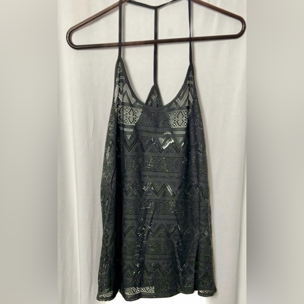 PINK by Victoria's Secret Black Lace Swim Cover Tank Top Size Small